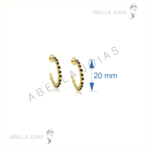 Argola de Strass Preto Separados 20mm