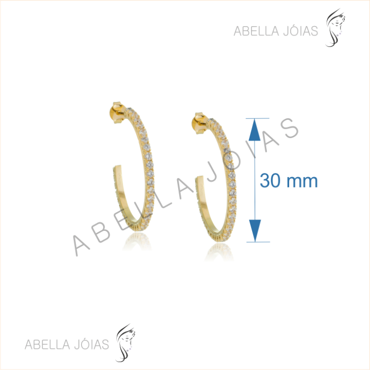 Argola de Strass Cristal 30mm