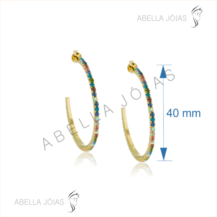 Argola de Strass Multicor 40mm