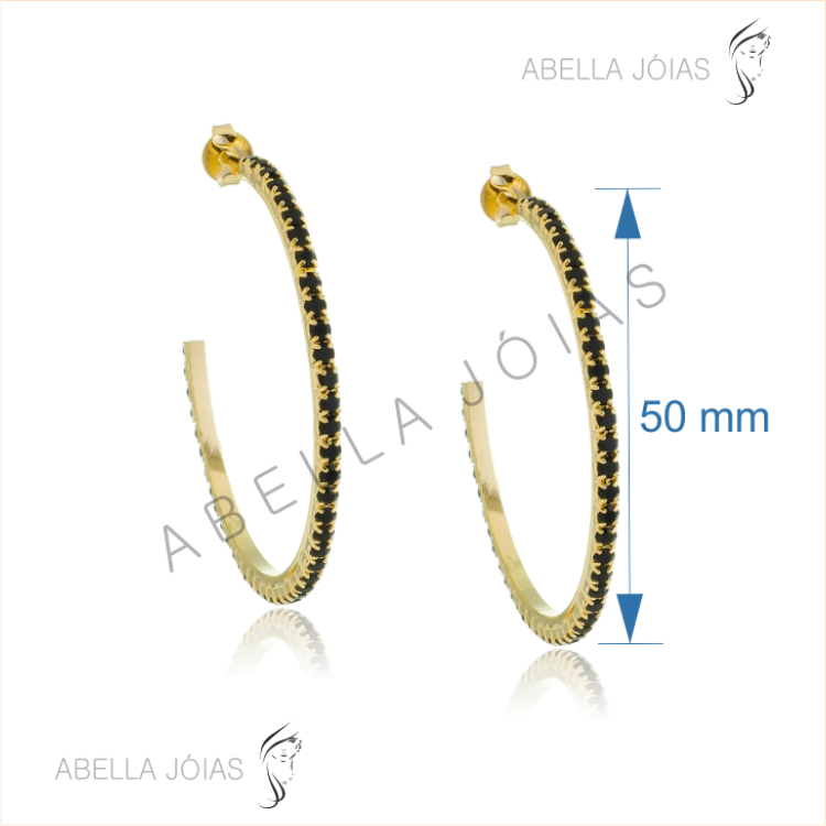 Argola de Strass Preto 50mm