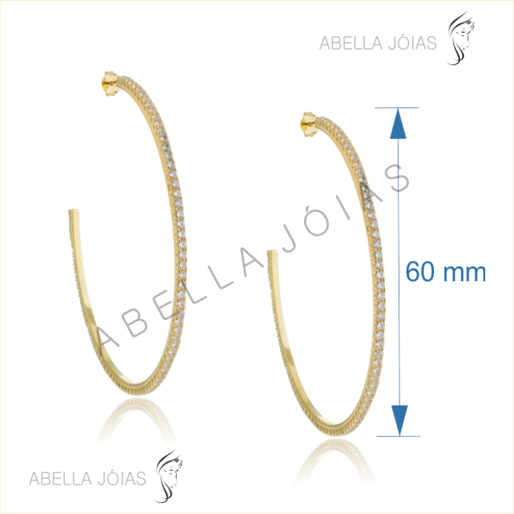 Argola de Strass Cristal 60mm