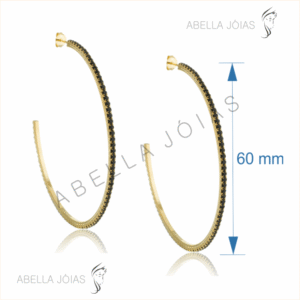 Argola de Strass Preto 60mm