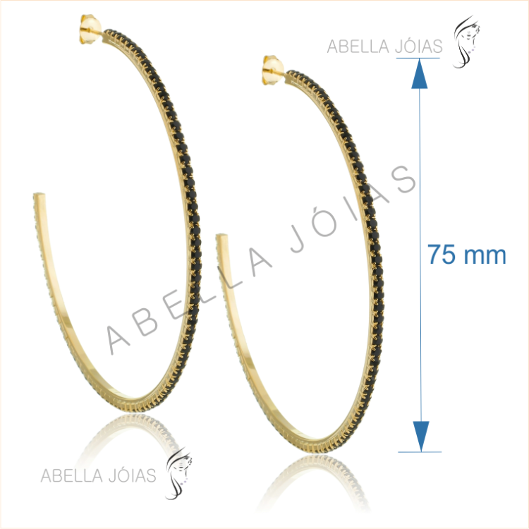 Argola de Strass Preto 75mm