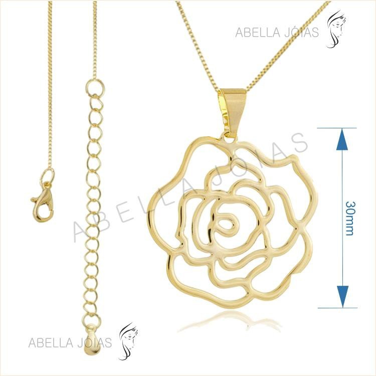 Gargantilha Rosa Vasada + Corrente Veneziana