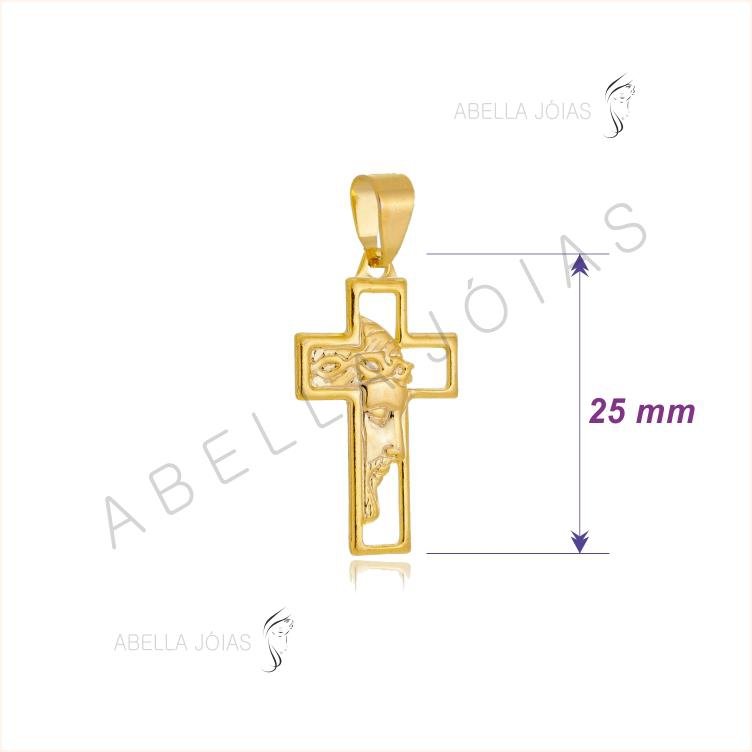CRUZ VAZADA C/ FACE DE CRISTO 25MM