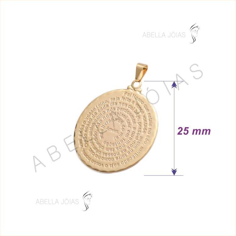 PINGENTE REDONDO COM ORAÇÃO PAI NOSSO 25MM