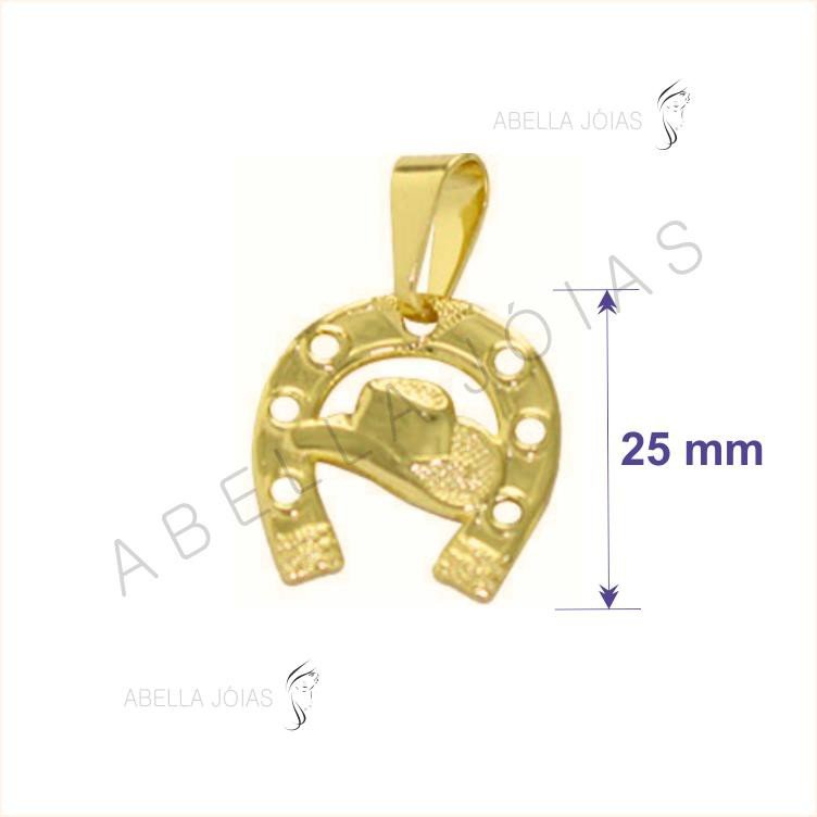 PINGENTE FERRADURA C/ CHAPÉU CAWBOY 25MM