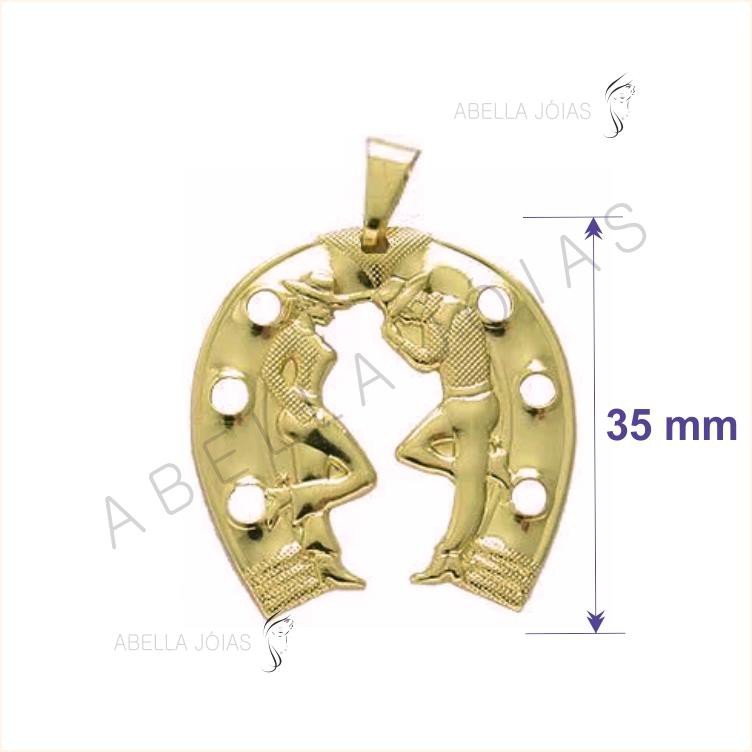 PINGENTE FERRADURA C/ CASAL CAWBOY 35MM