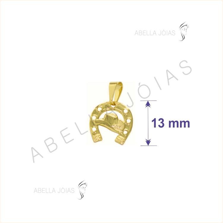 PINGENTE FERRADURA C/ CHAPÉU CAWBOY 13MM