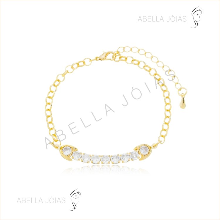 Pulseira de Elo Português e Zircônia