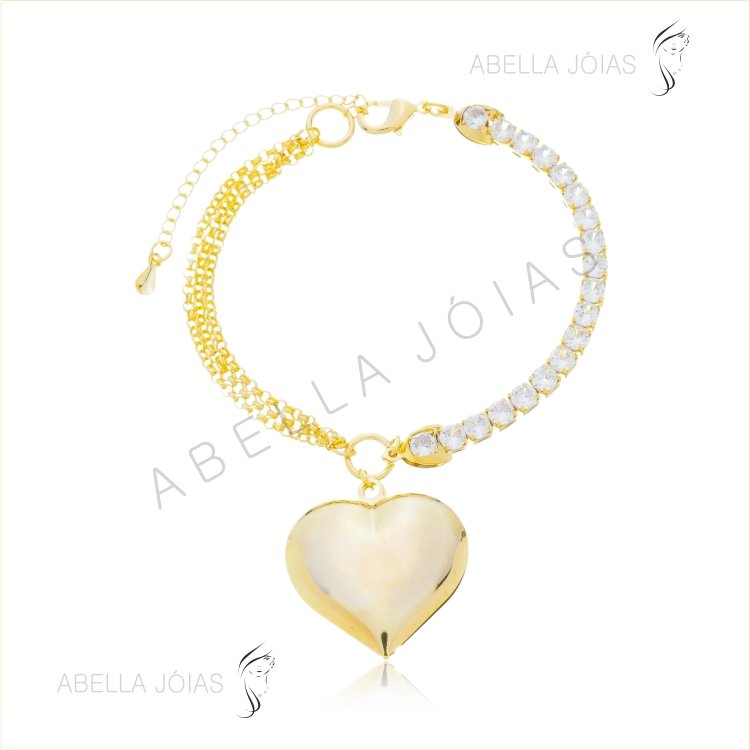 Pulseira de Elos Entrelaçados e Zircônia.