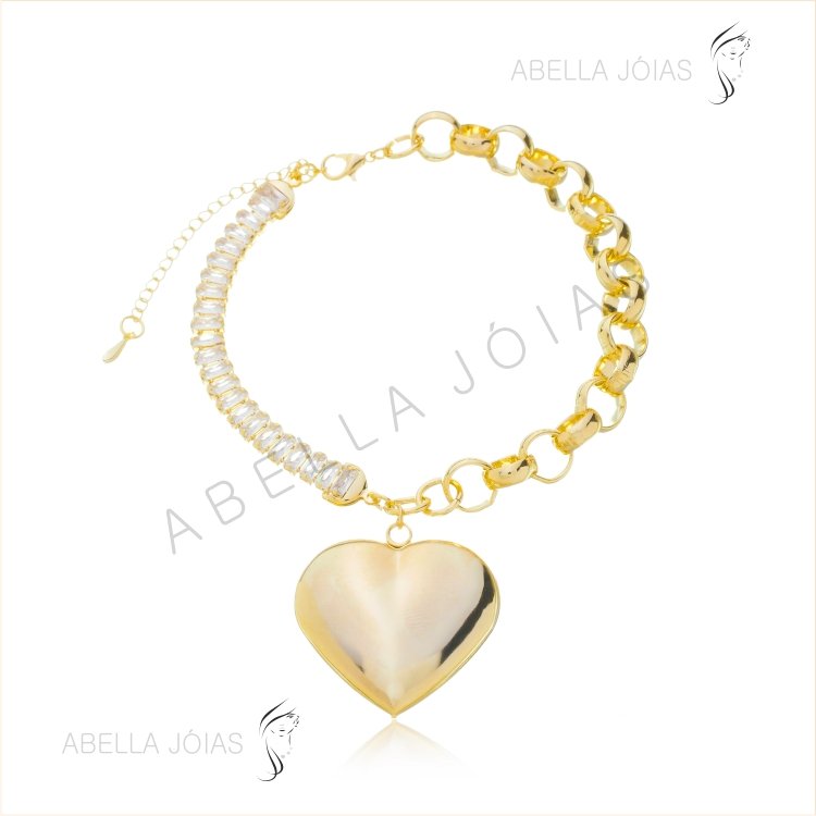 Pulseira de Baguete de Zircônia e Elo Português