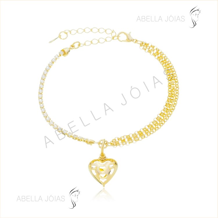 Pulseira de Zircônia e Elos Entrelaçados