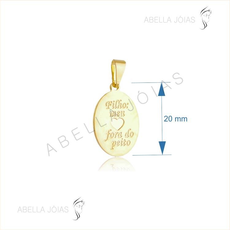 Pingente Oval com Borda Diamantada "Filho Meu Coração..."