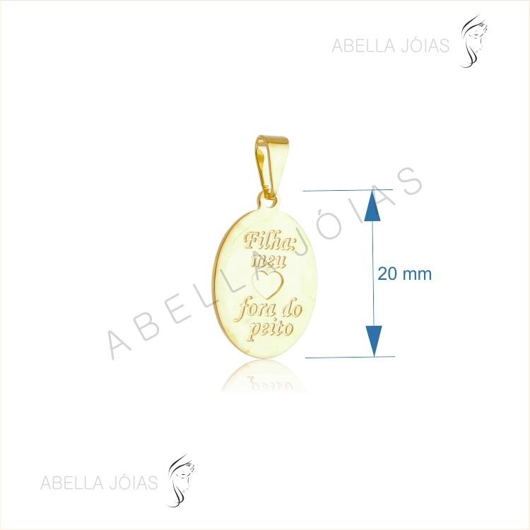 Pingente Oval com Borda Diamantada "Filha Meu Coração..."