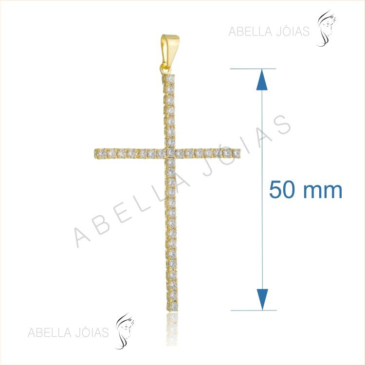 Pingente Cruz Grande de Zircônia Cristal