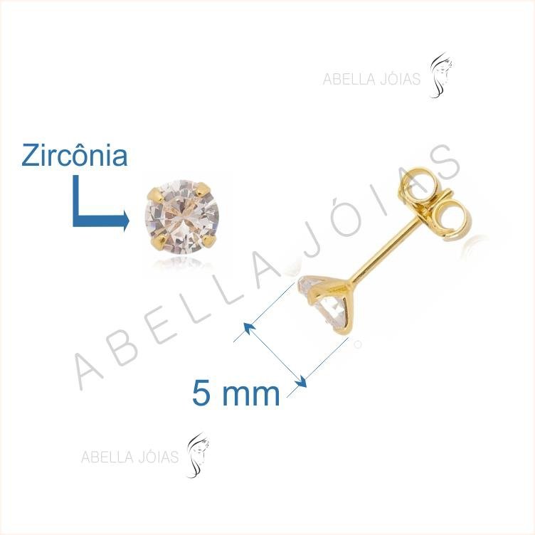 Brincos Ponto de Luz de Zircônia 5 mm.
